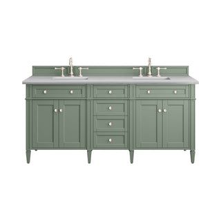 72 Inch Brittany Freestanding Vanity in Smokey Celadon / Arctic Fall Top