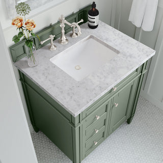 30 Inch Brittany Freestanding Vanity in Smokey Celadon / Carrara White Top