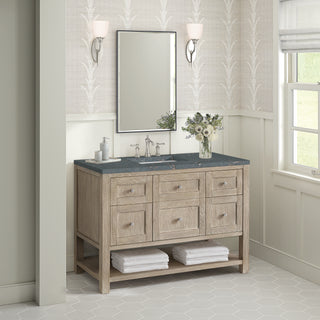 48 Inch Breckenridge Freestanding Vanity in Whitewashed Oak / Parisien Bleu Top