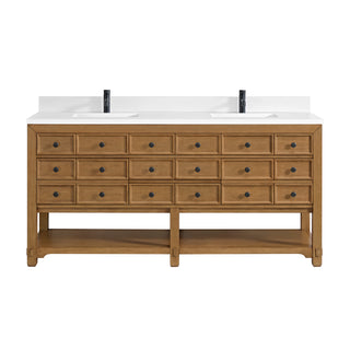 72 Inch Malibu Freestanding Vanity in Amber Birch / White Zeus Top