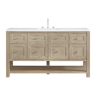 60 Inch Breckenridge Freestanding Vanity in Whitewashed Oak / White Zeus Top
