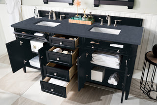 72 Inch Brittany Freestanding Vanity in Black Onyx / Charcoal Soapstone Top