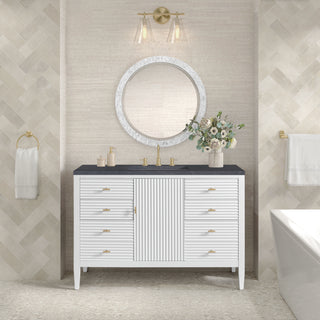 48 Inch Myrrin Freestanding Vanity in Bright White / Charcoal Soapstone Top
