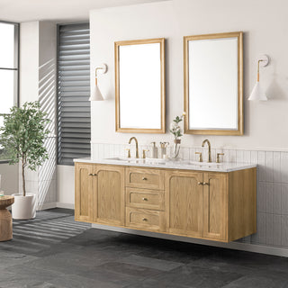 72 Inch Laurent Dual Mount Vanity in Light Natural Oak / Arctic Fall Top