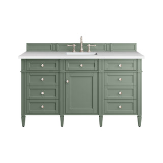 60 Inch Brittany Freestanding Vanity in Smokey Celadon / White Zeus Top