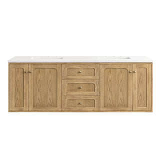 72 Inch Laurent Dual Mount Vanity in Light Natural Oak / White Zeus Top