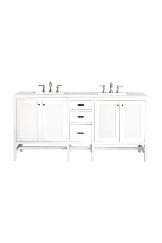 72 Inch Addison Freestanding Vanity in Glossy White / Eternal Jasmine Pearl Top