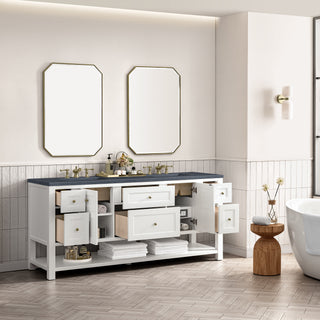 72 Inch Breckenridge Freestanding Vanity in Bright White / Charcoal Soapstone Top