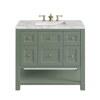 36 Inch Breckenridge Freestanding Vanity in Smokey Celadon / Victorian Silver Top