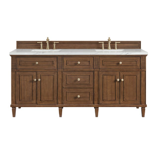 72 Inch Lorelai Freestanding Vanity in Mid-Century Walnut / Ethereal Noctis Top