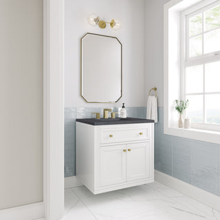 30 Inch Chicago Freestanding Vanity in Glossy White / Charcoal Soapstone Top