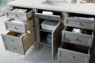 60 Inch Brittany Freestanding Vanity in Urban Gray / Eternal Jasmine Pearl Top