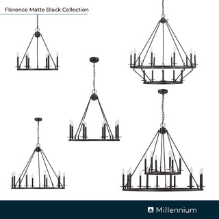 Florence 6-Light Chandelier Ceiling Light Matte Black