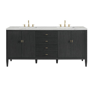 72 Inch Myrrin Freestanding Vanity in Carbon Oak / Ethereal Noctis Top