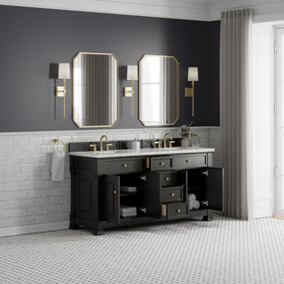 72 Inch Brookfield Freestanding Vanity in Black Onyx / Eternal Jasmine Pearl Top