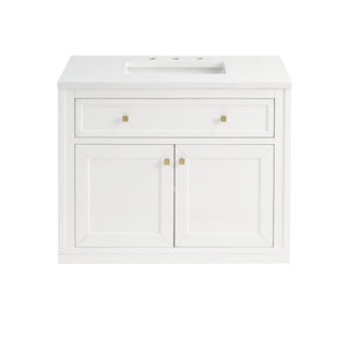 36 Inch Chicago Freestanding Vanity in Glossy White / White Zeus Top