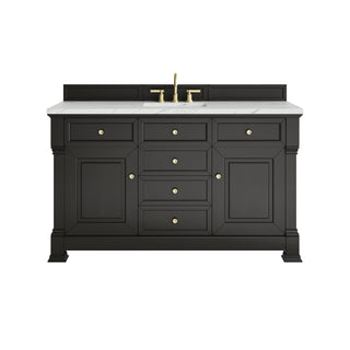 60 Inch Brookfield Freestanding Vanity in Black Onyx / Ethereal Noctis Top