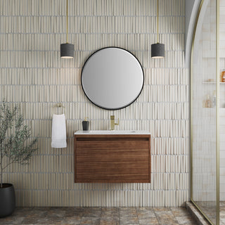 31.5 Inch Mantova Freestanding Vanity in Mid-Century Walnut / Glossy White Top