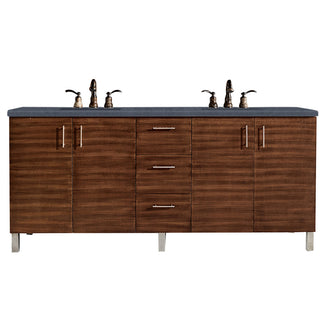 72 Inch Metropolitan Dual Mount Vanity in American Walnut / Charcoal Soapstone Top