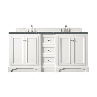 73.25 Inch De Soto Freestanding Vanity in Bright White / Parisien Bleu Top
