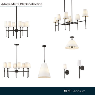 Adorra 16" Wide 3-Light Semi Flush - Matte Black