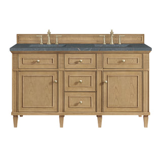 60 Inch Lorelai Freestanding Vanity in Light Natural Oak / Parisien Bleu Top