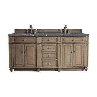 72 Inch Bristol Freestanding Vanity in Whitewashed Walnut / Parisien Bleu Top