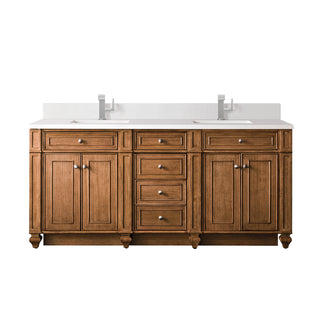 72 Inch Bristol Freestanding Vanity in Saddle Brown / White Zeus Top