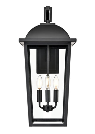 Houston 24" High 3-Light Outdoor Wall Lantern - Powder Coated Black