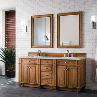 72 Inch Bristol Freestanding Vanity in Saddle Brown / Victorian Silver Top