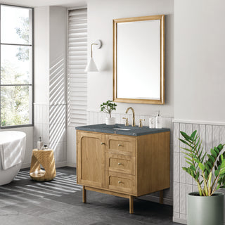 36 Inch Laurent Dual Mount Vanity in Light Natural Oak / Parisien Bleu Top