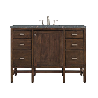 48 Inch Addison Freestanding Vanity in Mid-Century Acacia / Parisien Bleu Top