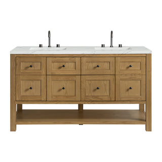 60 Inch Breckenridge Freestanding Vanity in Light Natural Oak / Ethereal Noctis Top