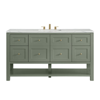 60 Inch Breckenridge Freestanding Vanity in Smokey Celadon / Ethereal Noctis Top