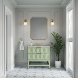 36 Inch Emmeline Freestanding Vanity in Pistachio / Victorian Silver Top