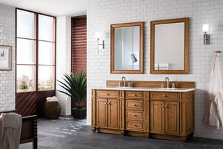 72 Inch Bristol Freestanding Vanity in Saddle Brown / White Zeus Top