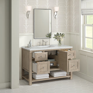 48 Inch Breckenridge Freestanding Vanity in Whitewashed Oak / Ethereal Noctis Top