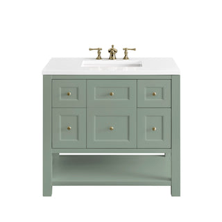 36 Inch Breckenridge Freestanding Vanity in Smokey Celadon / White Zeus Top
