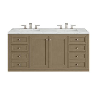 60 Inch Chicago Freestanding Vanity in Walnut Whisper / Ethereal Noctis Top