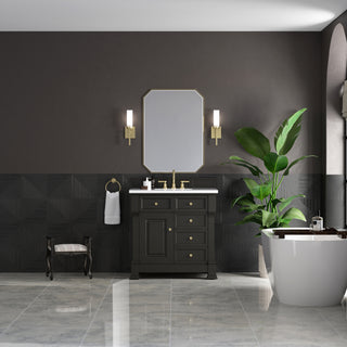 36 Inch Brookfield Freestanding Vanity in Black Onyx / White Zeus Top