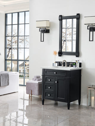 30 Inch Brittany Freestanding Vanity in Black Onyx / Ethereal Noctis Top