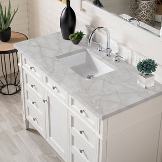 48 Inch Brittany Freestanding Vanity in Bright White / Victorian Silver Top