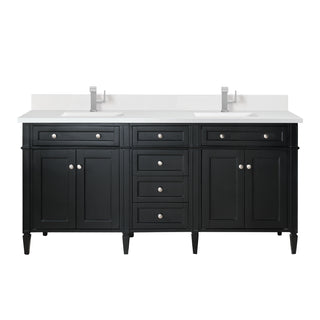 72 Inch Brittany Freestanding Vanity in Black Onyx / White Zeus Top