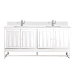 72 Inch Athens Dual Mount Vanity in Glossy White / White Zeus Top