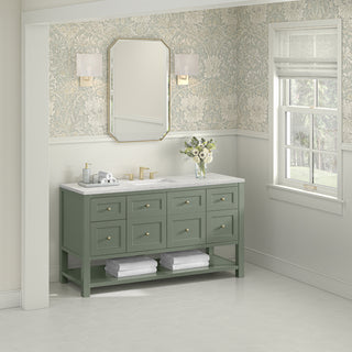 60 Inch Breckenridge Freestanding Vanity in Smokey Celadon / Eternal Jasmine Pearl Top