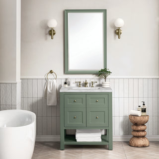30 Inch Breckenridge Freestanding Vanity in Smokey Celadon / Victorian Silver Top
