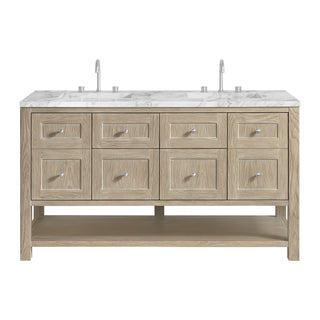 60 Inch Breckenridge Freestanding Vanity in Whitewashed Oak / Carrara White Top