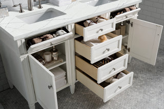60 Inch Brittany Freestanding Vanity in Bright White / Ethereal Noctis Top