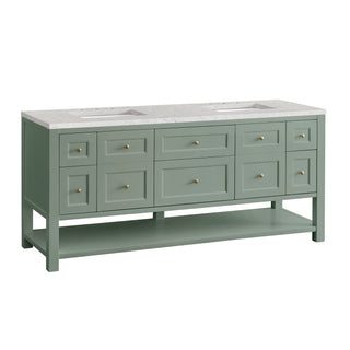 72 Inch Breckenridge Freestanding Vanity in Smokey Celadon / Eternal Jasmine Pearl Top
