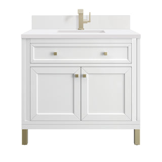 36 Inch Chicago Freestanding Vanity in Glossy White / White Zeus Top